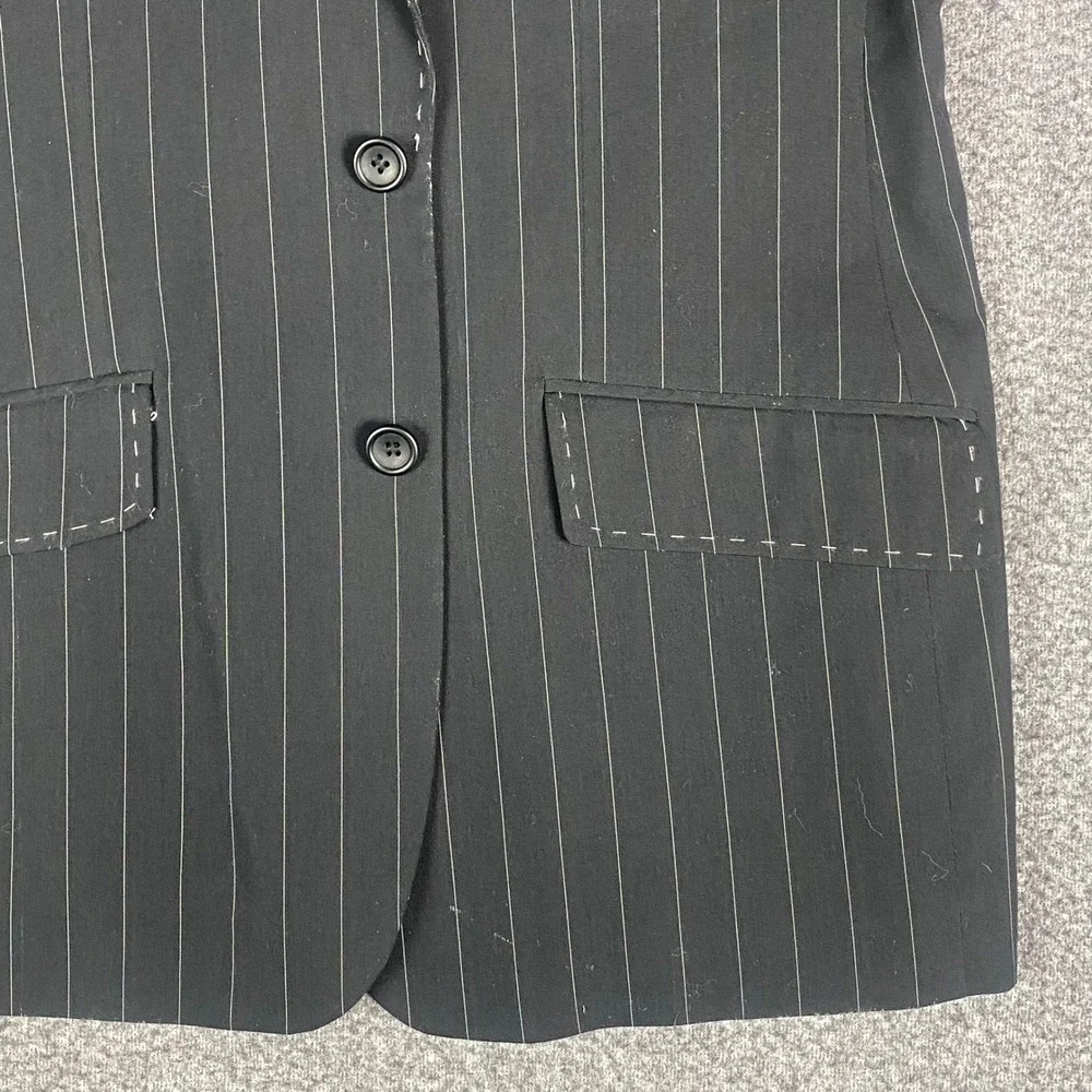 7 Diamonds Mens Blazer S Black Pinstripe‎ Clapton Pink Lining Contrast Stitch